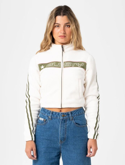 Freeway Crop Zip Through Polar Fleece - Cream