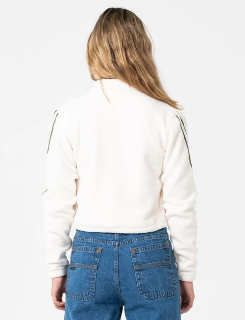 Freeway Crop Zip Through Polar Fleece - Cream