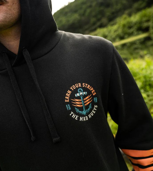 Earn Stripes Hooded Pullover - Black