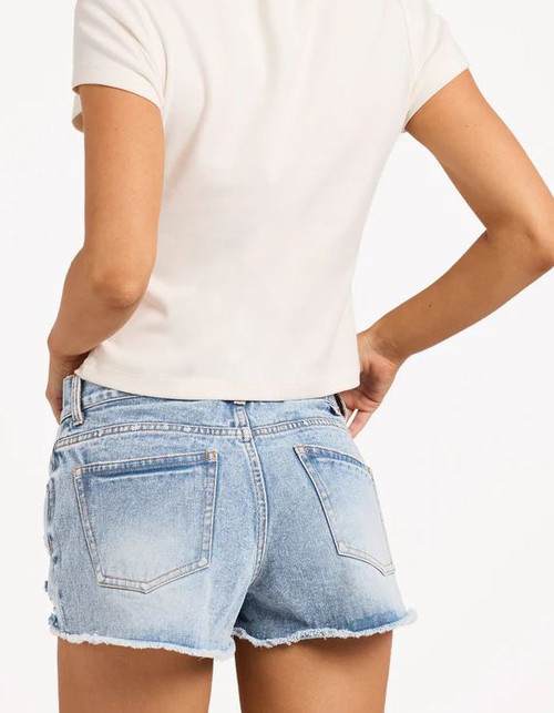 Drift Away Denim Shorts - Surf Wash