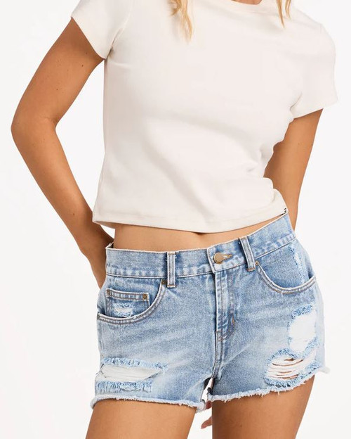 Drift Away Denim Shorts - Surf Wash
