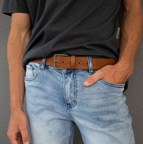 Double Stitch Belt - Brown