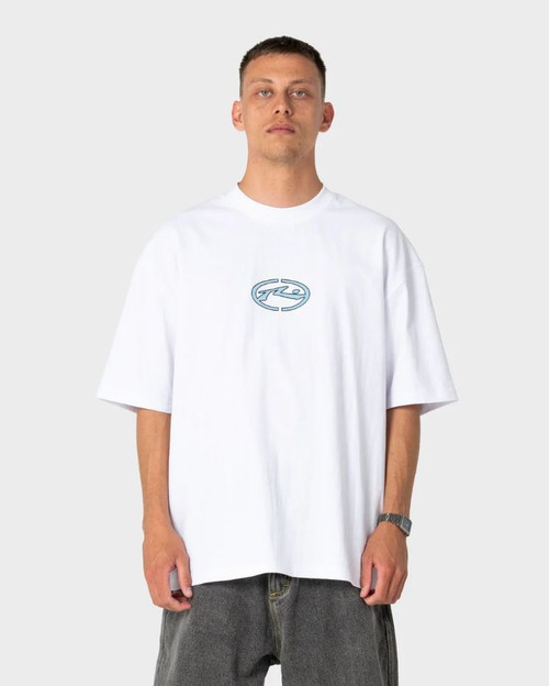 Turbo Oversized Graphic Tee - White & Blue