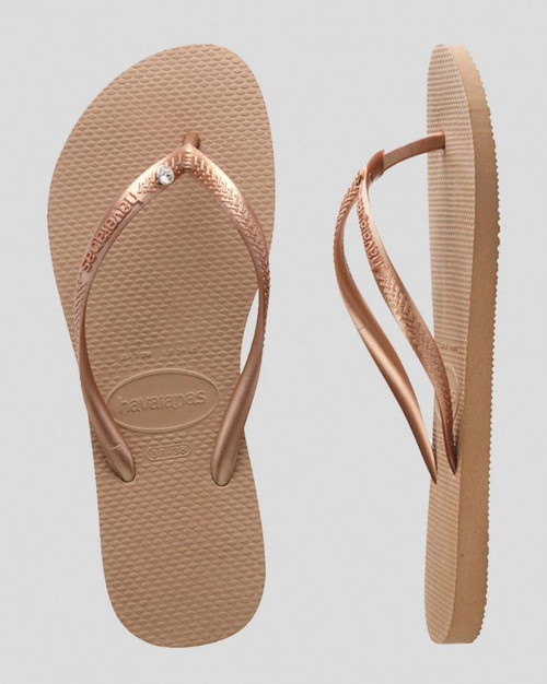 Slim Crystal Thongs - Rose Gold