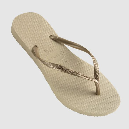 Slim Metallic Thongs - Sand Grey
