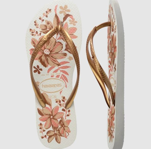 Slim Organic Thongs - White/Golden