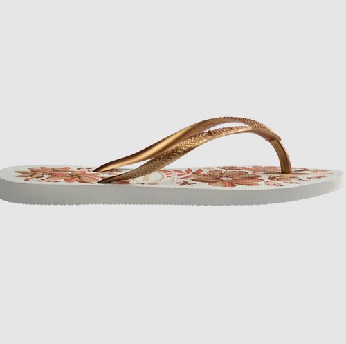 Slim Organic Thongs - White/Golden