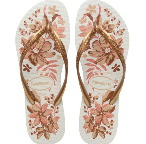 Slim Organic Thongs - White/Golden
