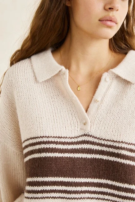 Strata Collared Knitt Jumper - Natural
