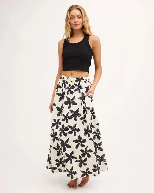 Dusk To Dawn Maxi Skirt - Black & White
