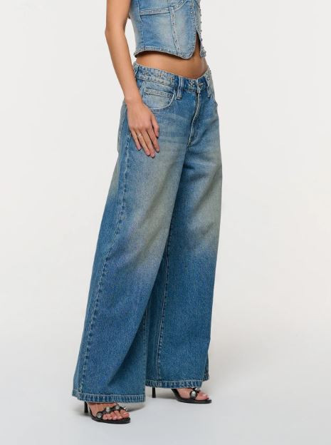 99 Low Super Baggy Stud Jeans - Celeste