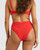 Terry Rib Hi Maui Bikini Bottom - Fire Red