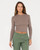 Amelia Skimmer Long Sleeve Knit Top - Cappuccino 