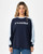 Fine Line Contrast Long Sleeve Tee - Navy Blue
