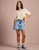 Shine Denim Mini Skirt - Blue