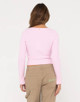 Scarlett Ribbed Long Sleeve Top - Peony 