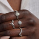 Delicate Sunflower Moonstone Ring - Silver 