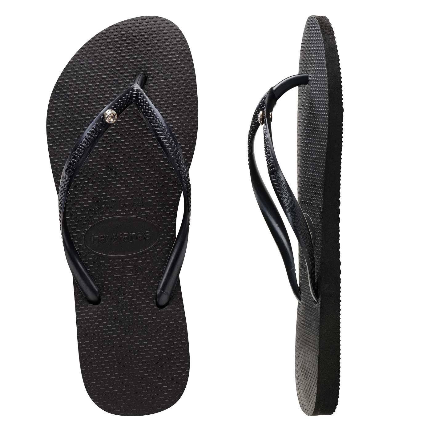 Slim Crystal Thongs - Black/Black - Saltys Surf & Skate