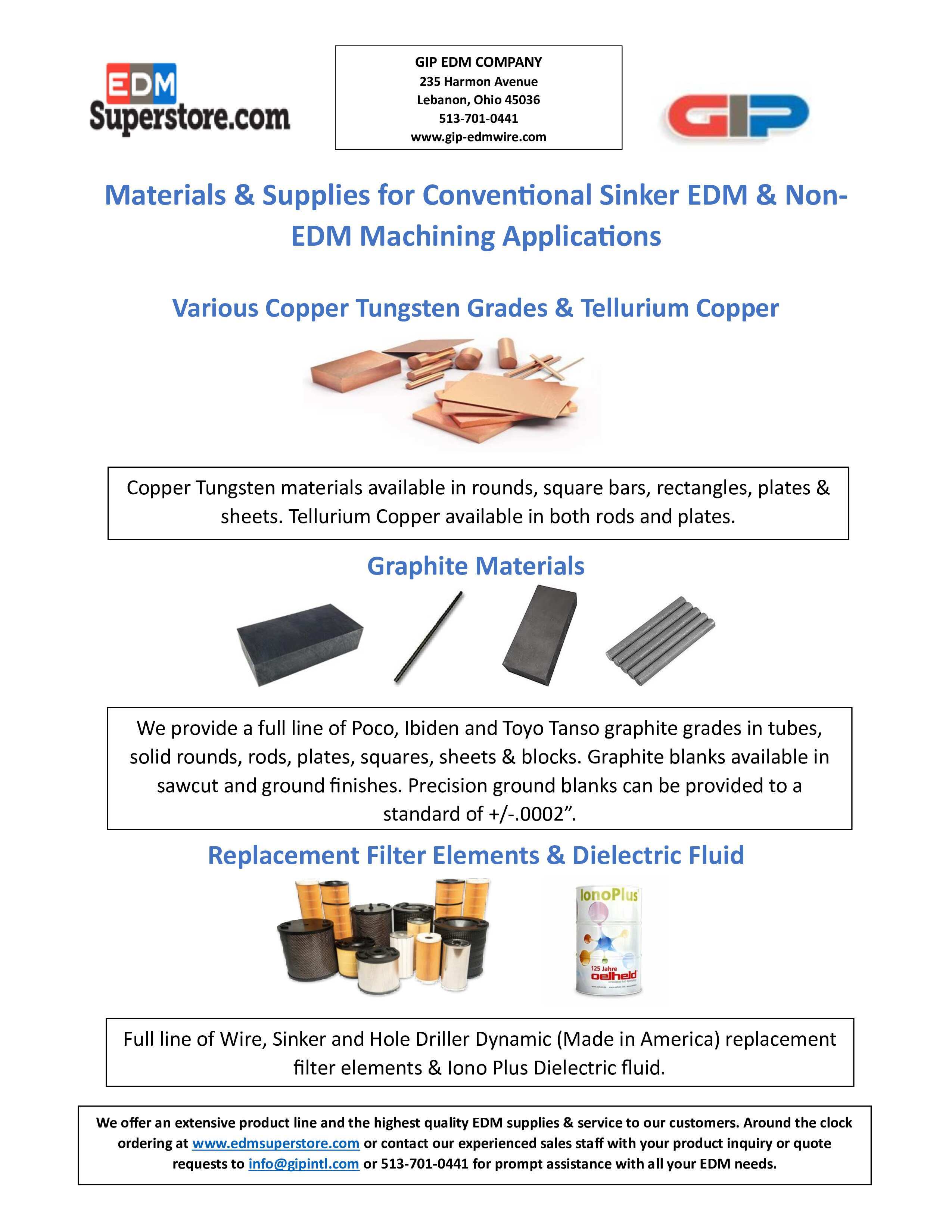 Sinker EDM Graphite & Metallic Materials Sinker EDM Graphite & Metallic Materials