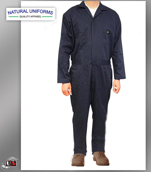 Natural Uniforms Workwear Mens Long Sleeve Basic Blended Work Coveral - Navy