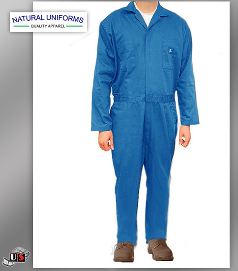 Natural Uniforms Workwear Mens Long Sleeve Basic Blended Work Coveral - Royal
