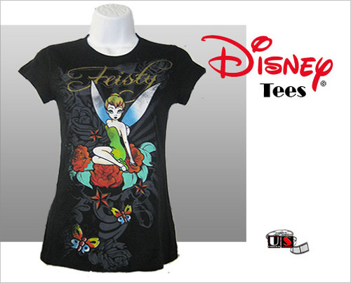 Disney Printed Tinkerbell Comfortable Black Tees 