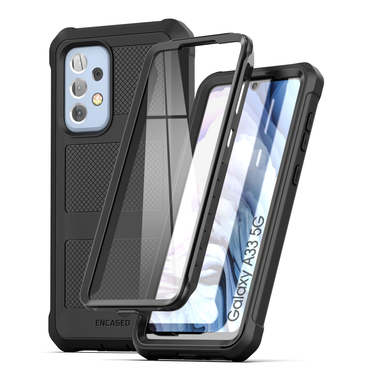 Encased Apple iPhone 12 Pro Max Case with Screen Protector (Falcon Armor)  Protective Full Body Cover with Built-In Screen Protector - Black 