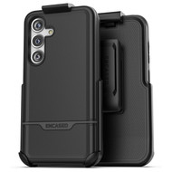 Encased Rebel Case Samsung Galaxy S24 with Belt Clip Holster - Black