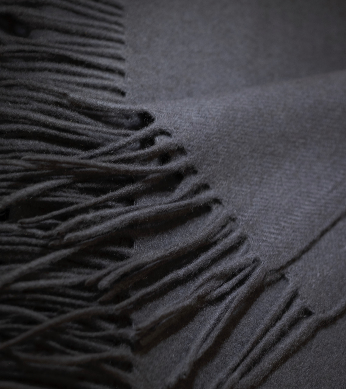 Charcoal Grey Cashmere Woven Throw