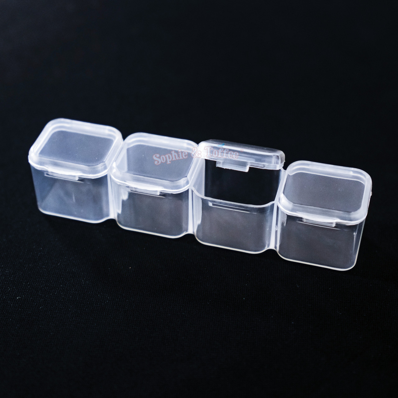 Plastic Container with 4 Compartments Glitters Storage Compartments