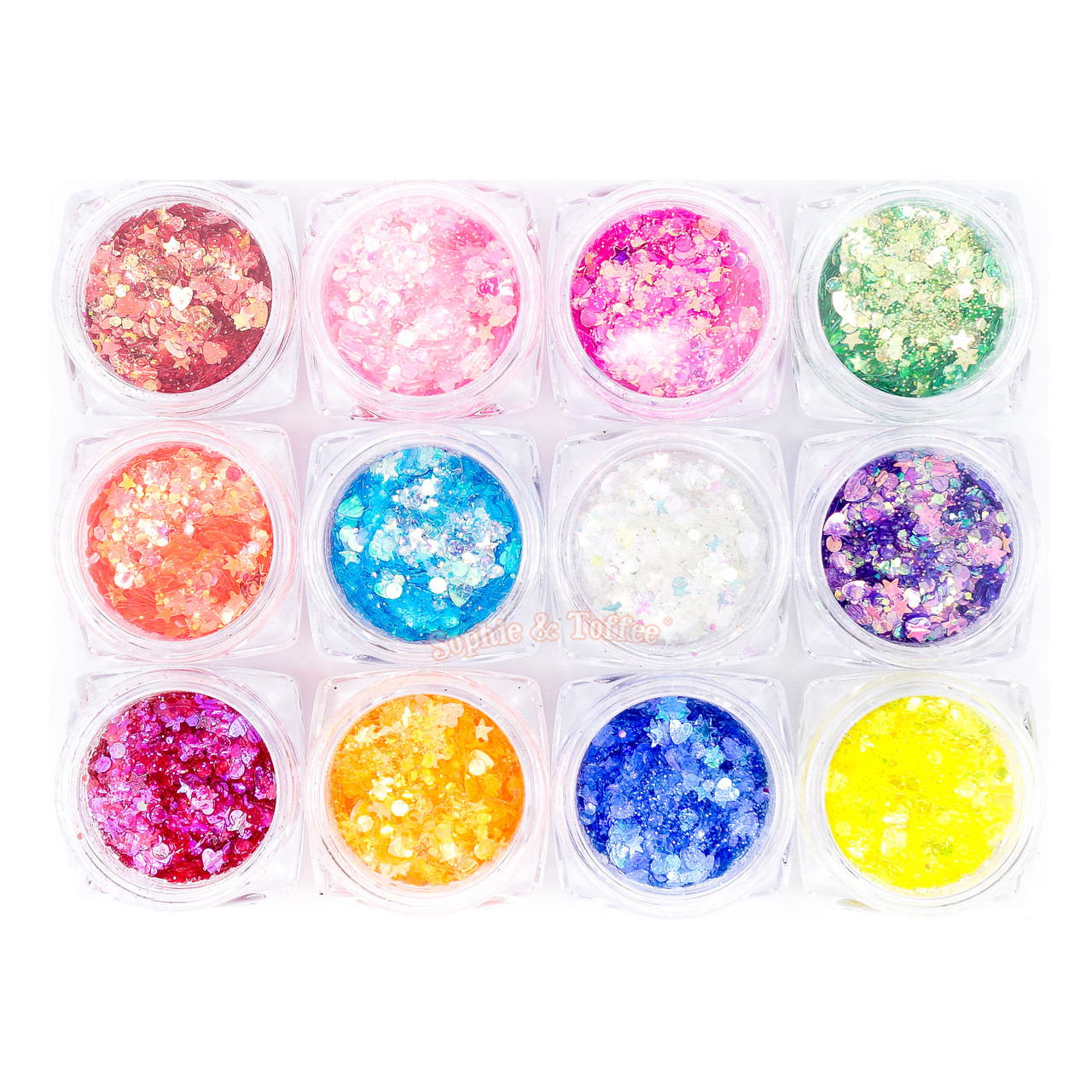 Holographic Iridescent Glitter Shapes Mix | Iridescent Rainbow Glitter ...