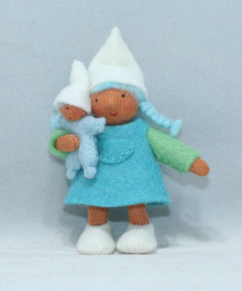 Cave Gnome Sister With Doll (Fairy Felt Fairy Doll - Multiple Skin Tones)