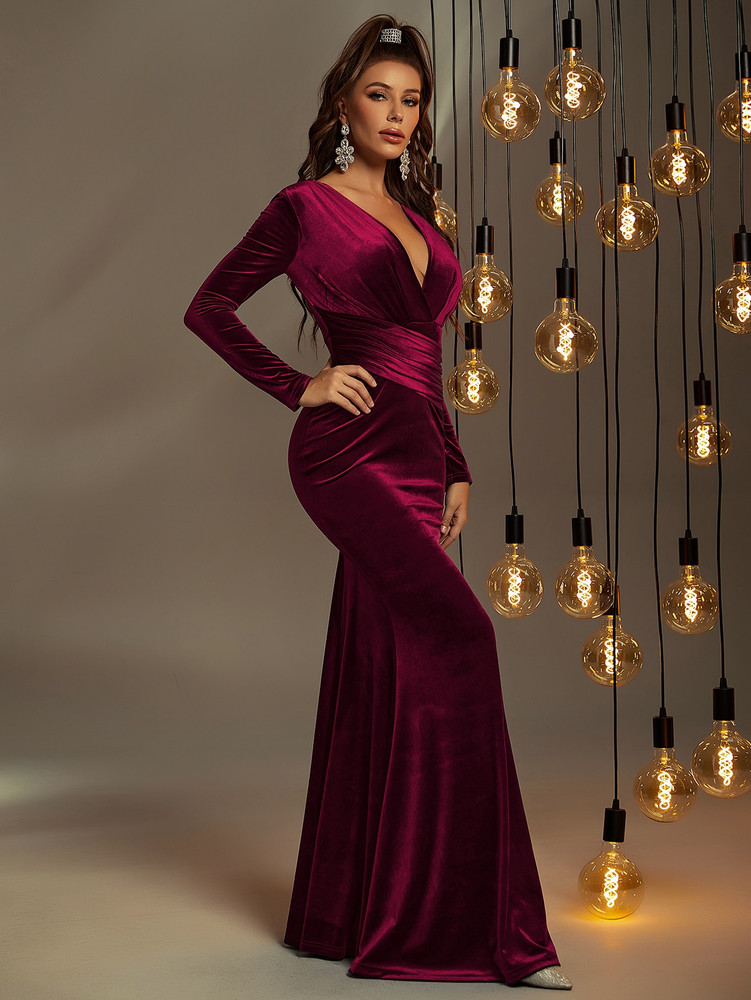 Olympia Gown - Maroon Red