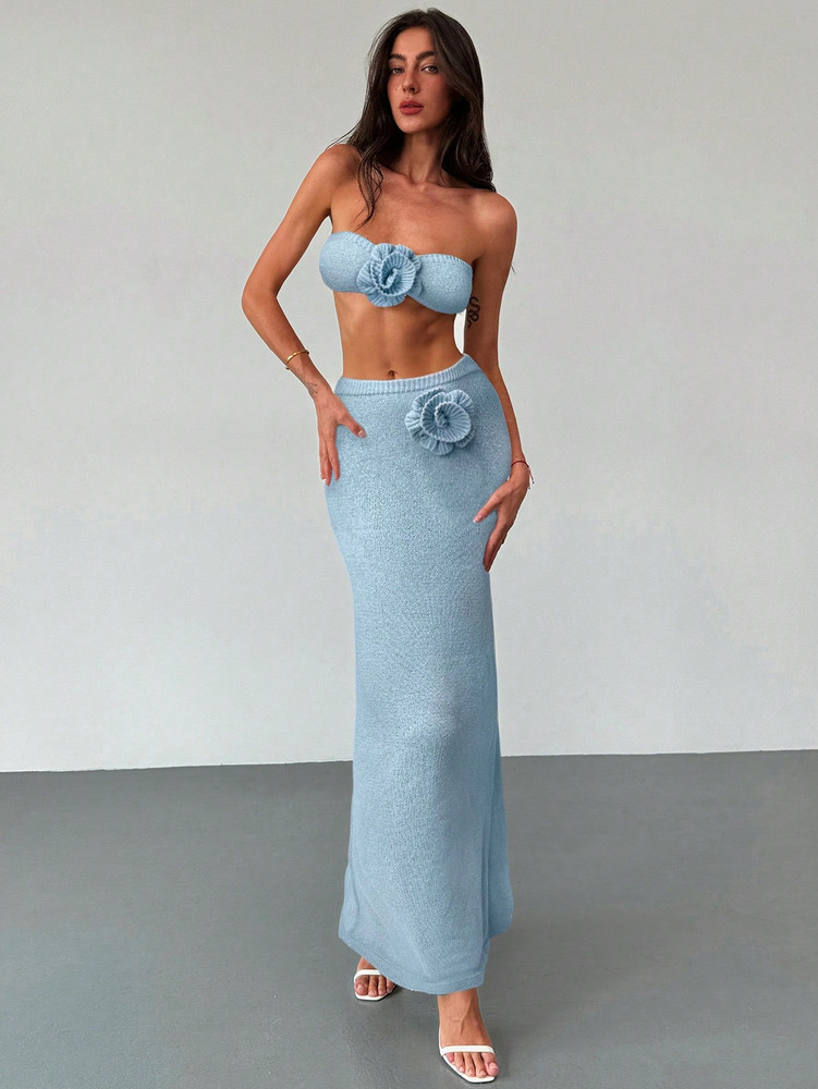 Summer Knit Two Piece - Baby Blue