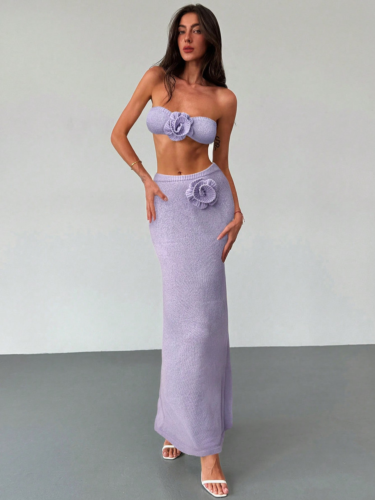 Summer Knit Two Piece - Lavender Purple