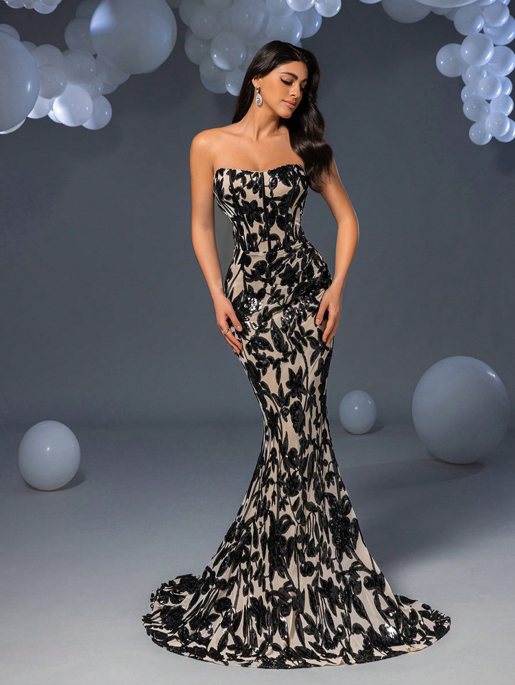 Kirsten Gown - Black/Nude