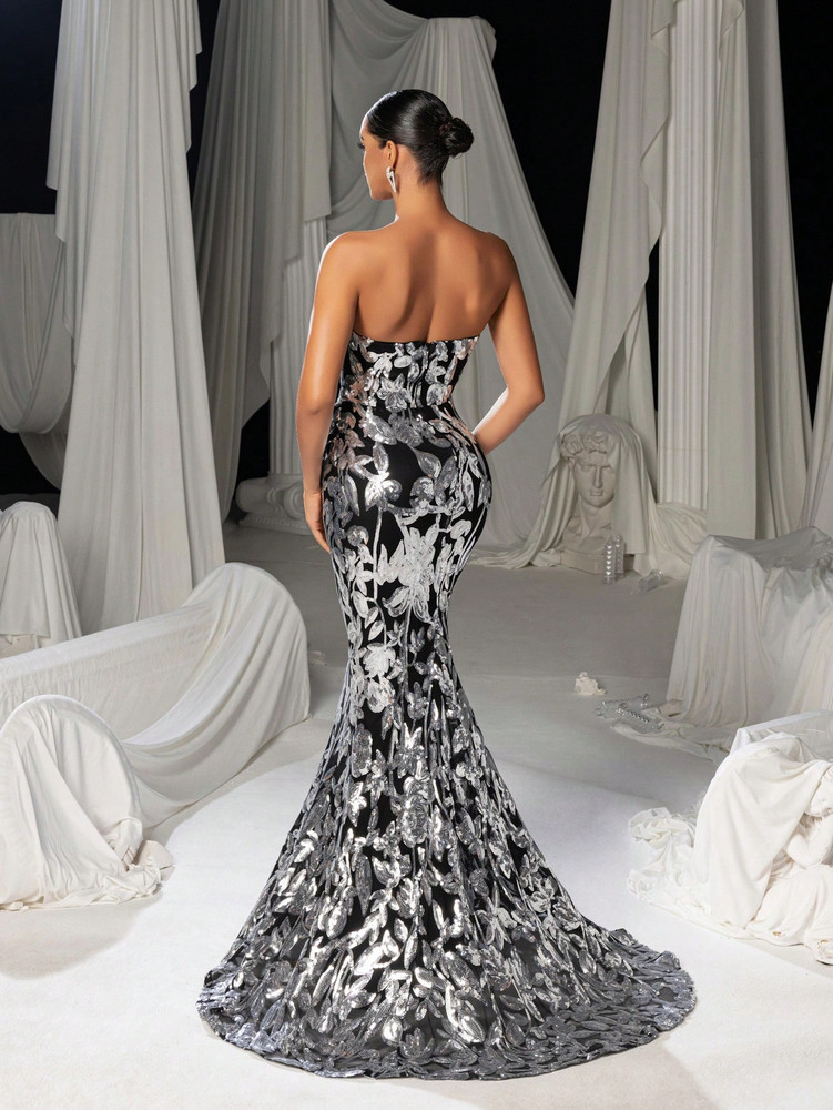 Kirsten Gown - Silver/Black