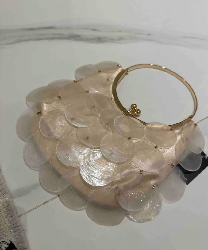 Capiz Shell Purse - Cream