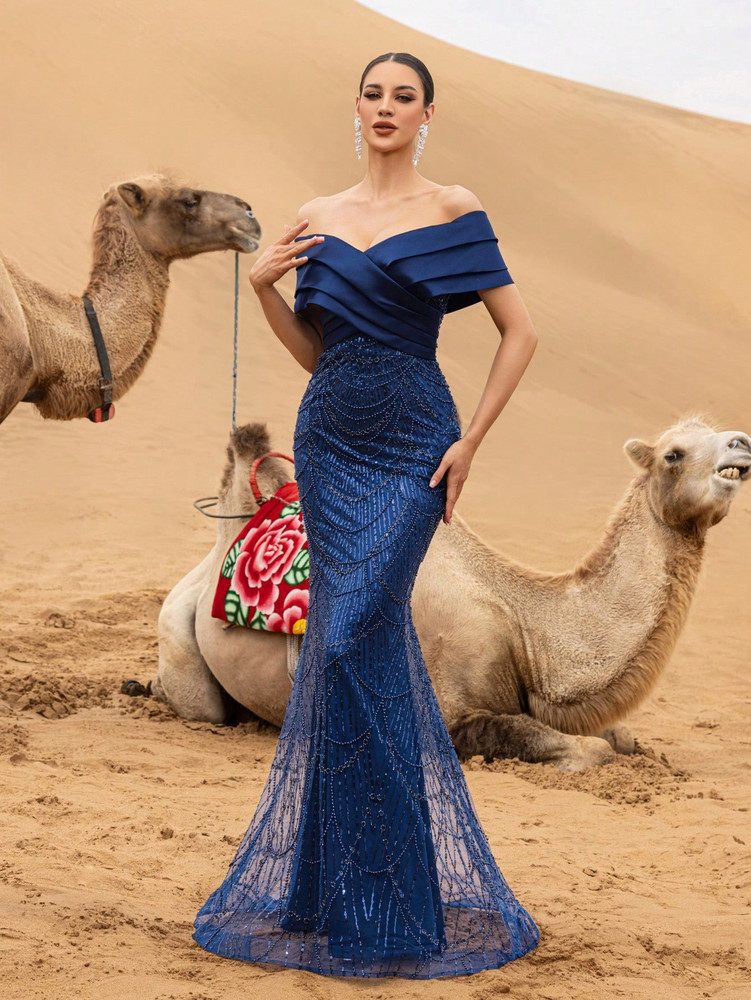 Amalia Couture Gown - Navy Blue