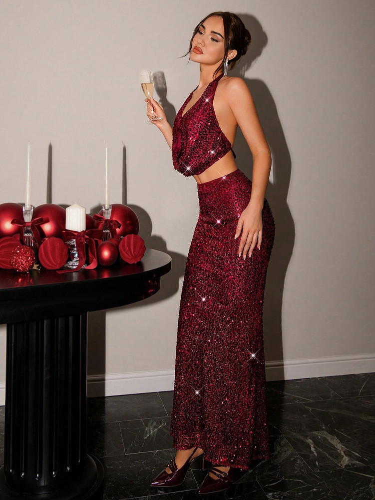 Vicky Two Piece Set - Burgundy