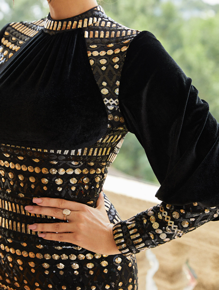 Layla Dress - Black/Gold