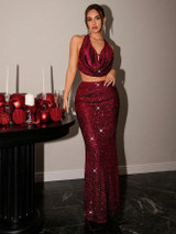 Vicky Two Piece Set - Burgundy