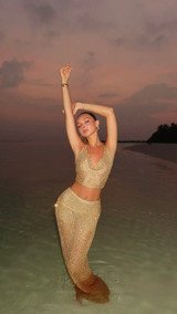 Shimmer Knit Two Piece - Gold