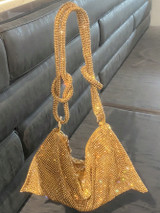 Britney Diamante Mesh Handbag - Gold