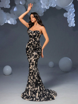 Kirsten Gown - Black/Nude