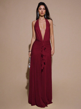 Bisou Dress - Wine Red