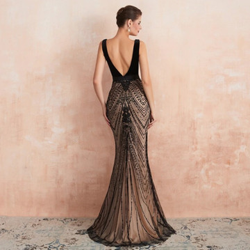 Topaz Couture Gown - Black/Nude