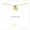 Letter Disc Necklace - Gold - V