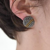 Gunmetal and Gold Button Post Earring