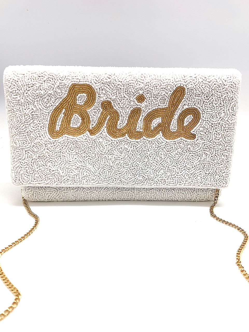 Bride Beaded Clutch In Gold